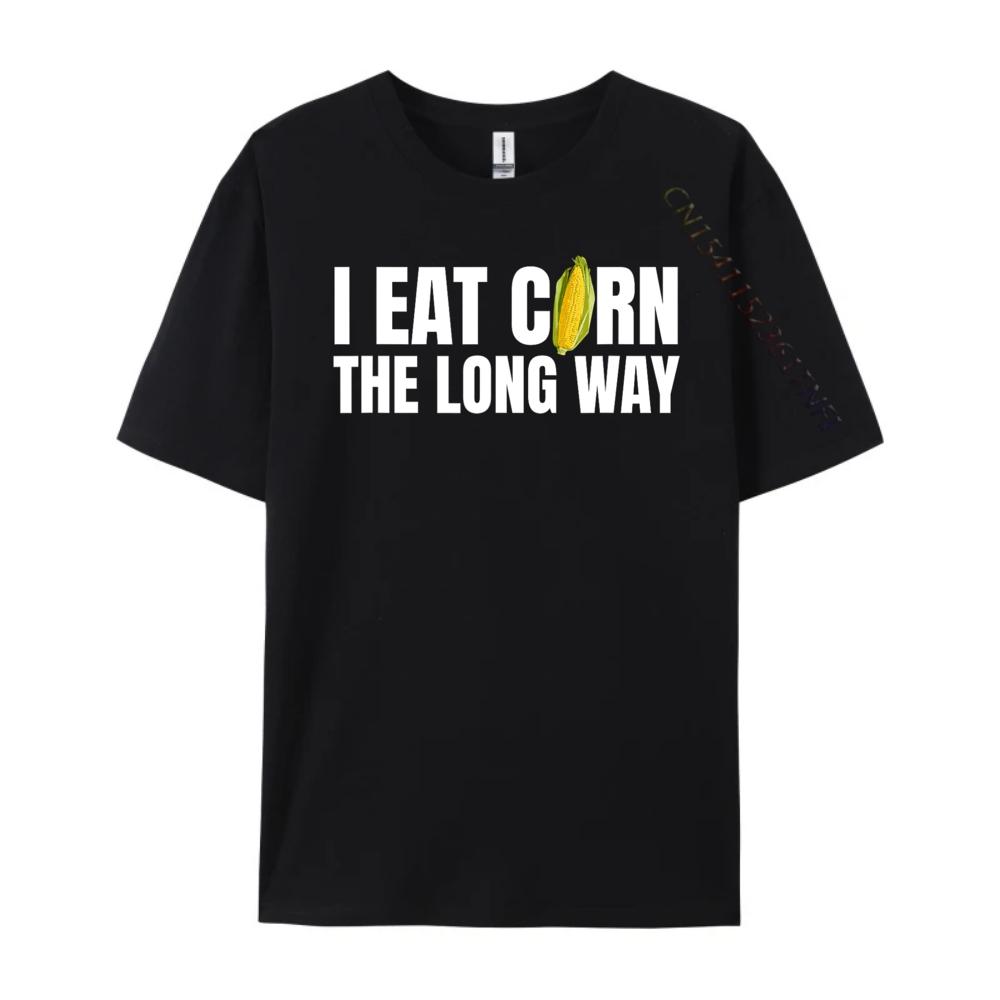 Jag äter majs på längden Rolig Olämplig Pinsam Enkel T-shirt Streetwear Cool