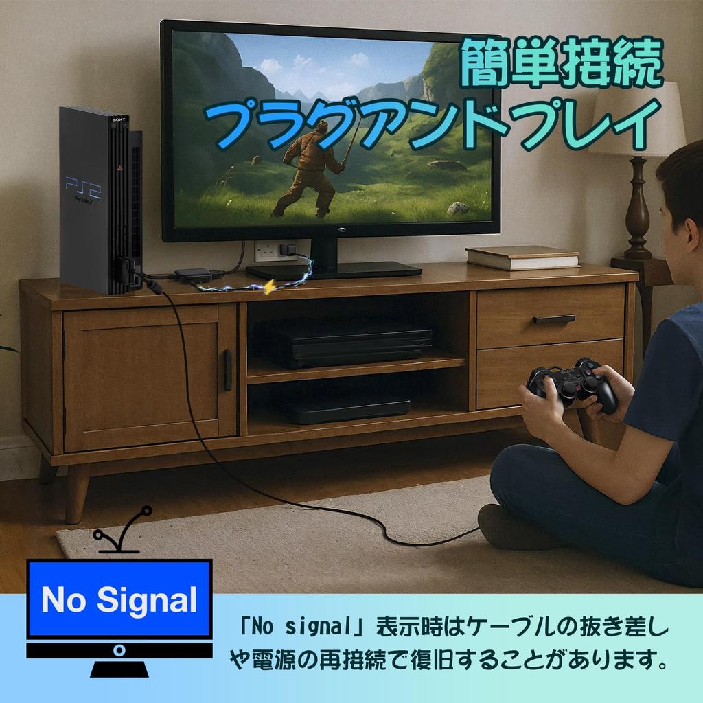 L'QECTED PS1/PS2 HDMI Converter, 1080P (16:9) / 720P (4:3) Switchable Output (1.5M HDMI Connection Cable Included), PlayStation 2 HDMI Converter Adapt