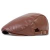 Men Retro Pu Leather Newsboy Caps British Painters Hats Spring Autumn Side Adjustable Flat Cap Hip Hop Berets