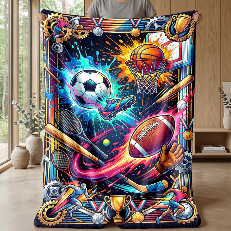 Sports in Flames and Water 7 Theme blanket Lightweight Warm Flannel Blanket Decorative Throw Blanket for Home Decoration