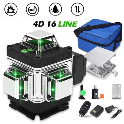16-riadkový 4D strieborný laserový vodováha s 2 batériami Bezdrôtový diaľkový ovládač s automatickým vyrovnávaním 360-úrovňový vertikálny priečny držiak