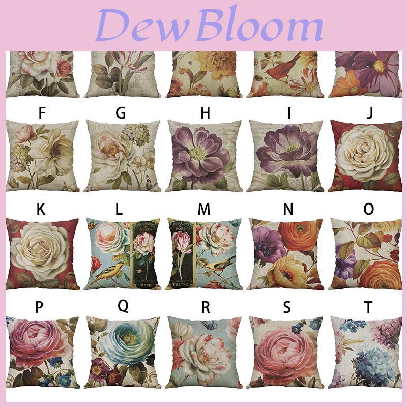 Premium Retro Flower Linen Pillow Case For Stylish Sofa Home Decor 18 Inches