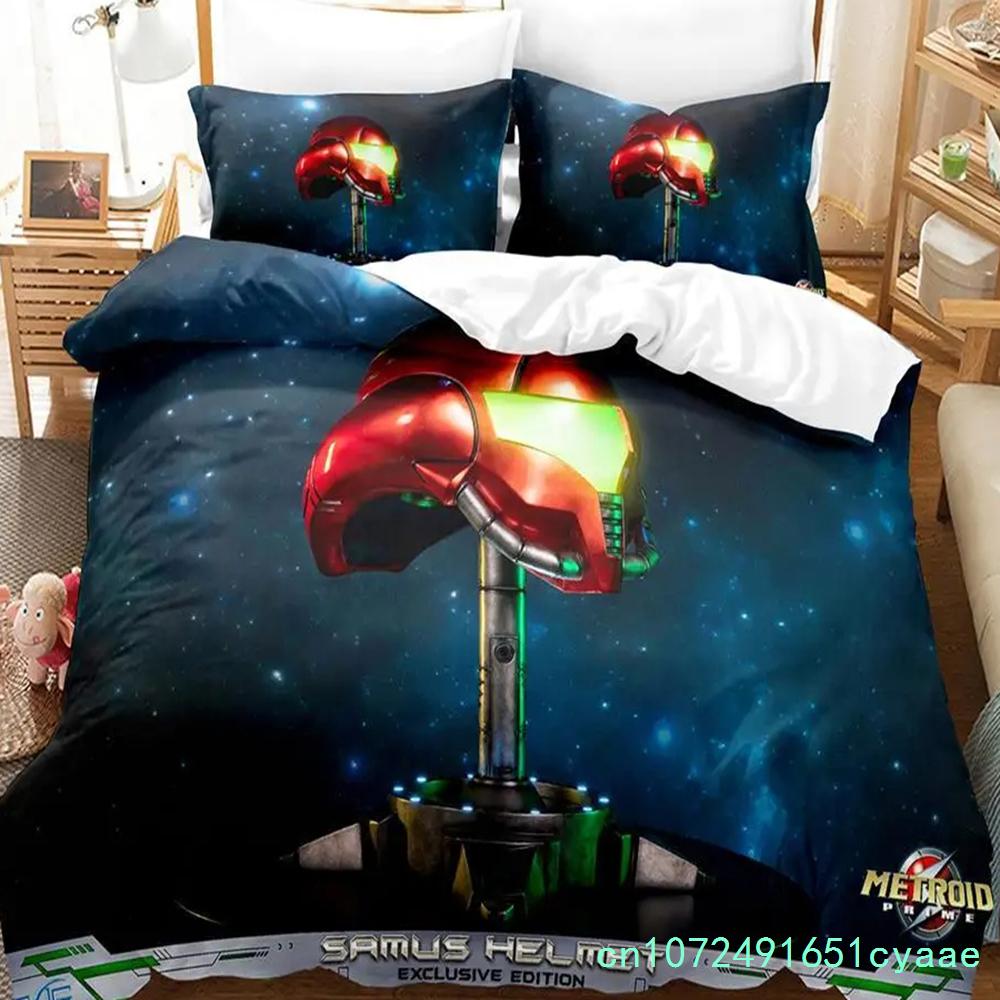 Set Biancheria da Letto Metroid Prime Corruption per Bambini e Bambine, Matrimoniale, Singolo, Federa, Lenzuolo, Letto, Bambini, Adulti, Moda, Tessile per la Casa
