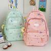 Colorful Doodle Print School Backpack with Multiple Front Pockets Adjustable Straps Casual Daypack for Teens
