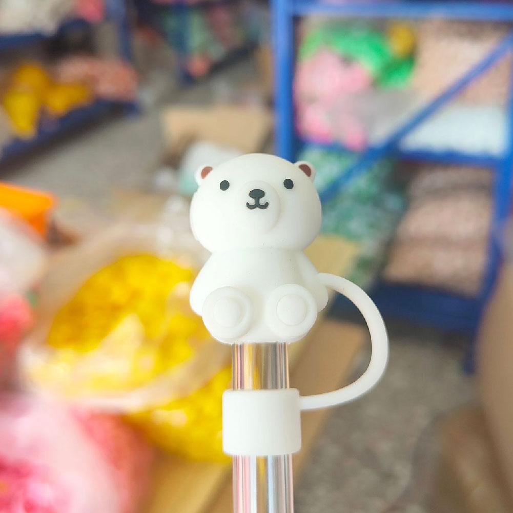 10mm Kryt na brčko 1/3ks Pro hrnek Stanley Roztomilý kryt s medvídkem Zátka Silikonový prach 2024 Brčko Medvěd Str Q8J7