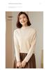 Women's High Neck Cashmere Wool Pullover – Solid Color, Half Sleeve, Inner Rolled Edge, Perfect Base Layer for Autumn/Winter.
