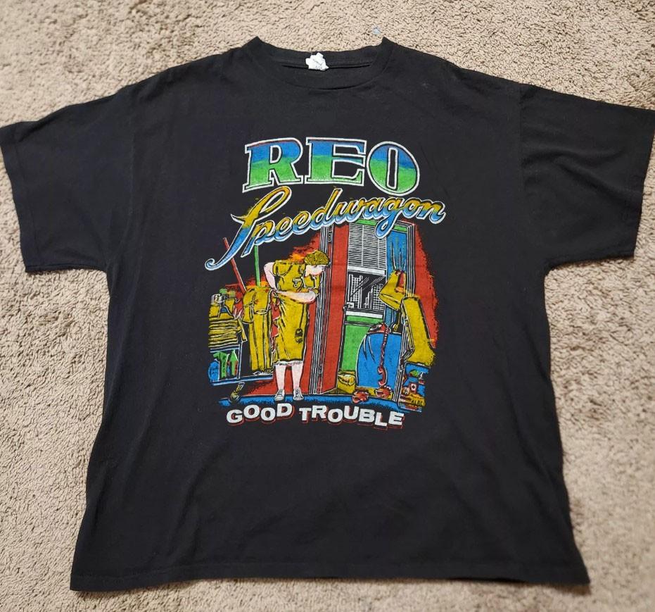 REO Speedwagon Good Trouble rock band tee unisex black shirt QT5739 S