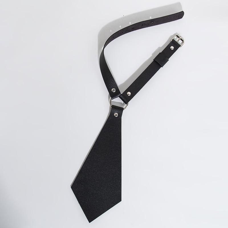 New Stylish and Personalized PU Leather Bondage Collar Tie-style Ring Collar Punk Formal Tie