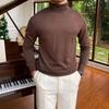 Men's Loose Plus Size High Neck Knit Sweater - Solid Color, Long Sleeve, Spring/Autumn/Winter