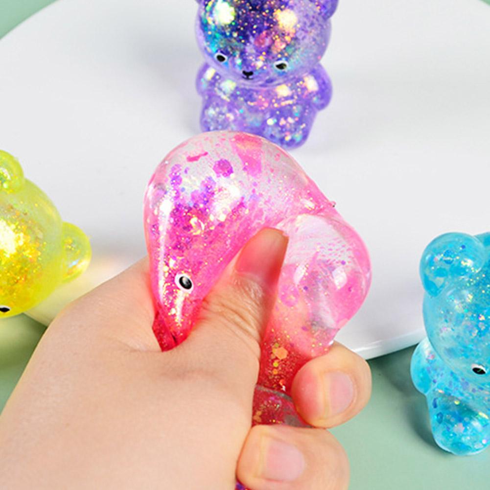 Maltose Bear Toy Stress Squeeze Toy Decompression Small Ice Cubes Anti Stress Slow Rebound Polar Light Colorful Squeeze Bear Toy