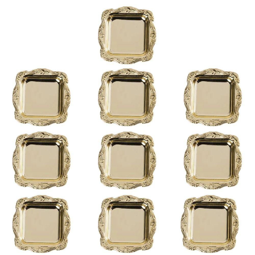 10Pcs Gold Silver Storage Tray Mini Size Display Tray Portable Jewelry Tray for Home Party Decor