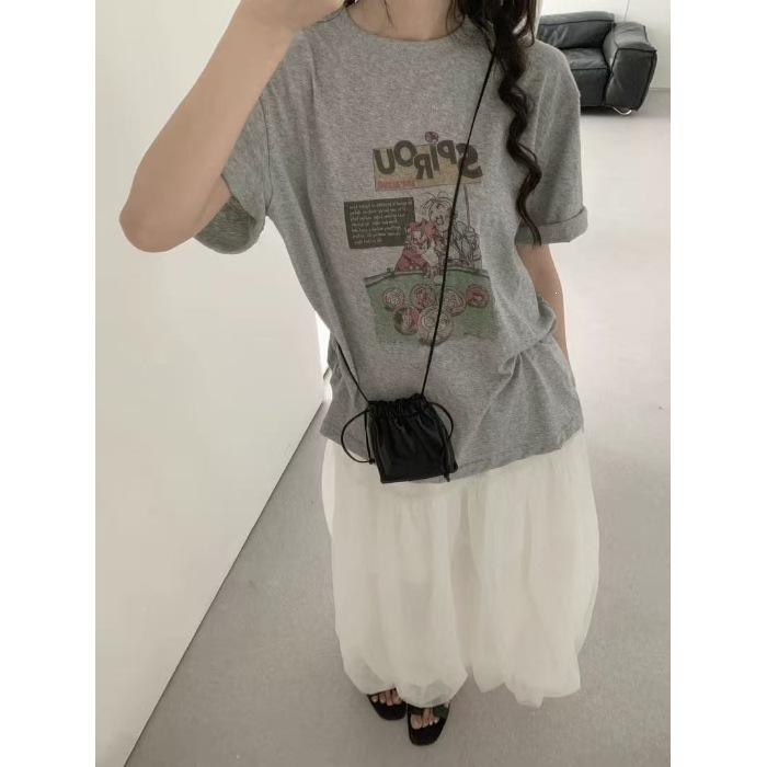 Spring New Style Casual Versatile Round-neck Printed Short-sleeved T-shirt Top