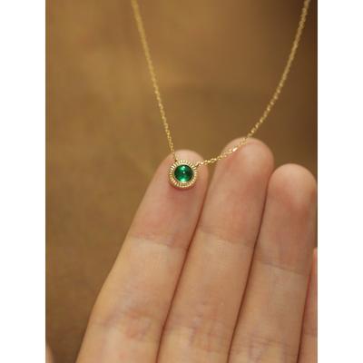 S925 Sterling Silver Mild Luxury Retro Clavicle Chain Niche Design Japanese Style Emerald Necklace for Women
