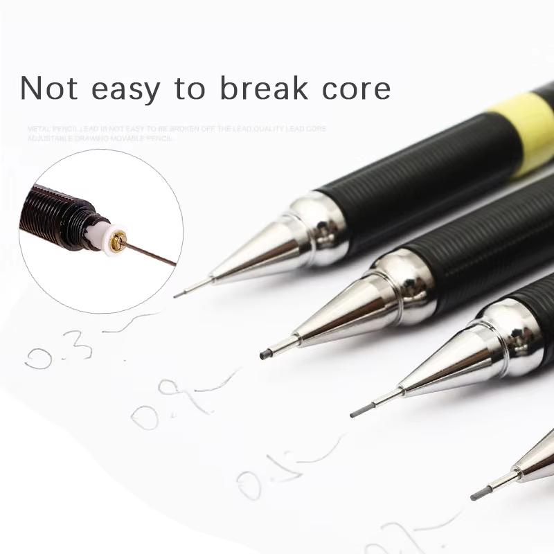 Mechanical Pencil with Refill Set 0.3/0.5/0.7/0.9mm Automatic Pencil Replaceable Leads Office School Writing Stationery Supply