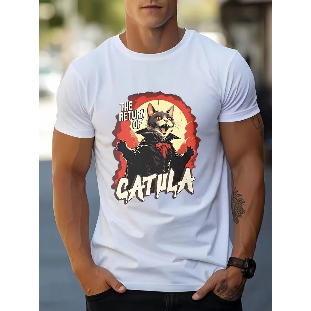 Creative Letter Animal 3D Print Short Sleeve T-shirt Summer Comfortable Fashionable Breathable Plus Size Casual Versatile Sports Men's T-shirt