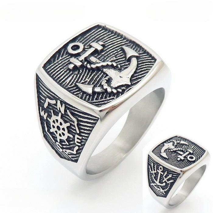 2026 European and American Domineering Casting Anchor Ring, Retro Personality Smearing Oil Pirate Series Men's Ring