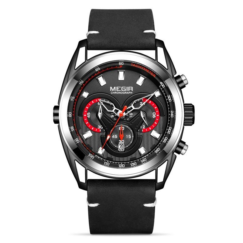 Watch Men S Trend Blue Chronograph Leather Watc Sports Quartz Watch 2135