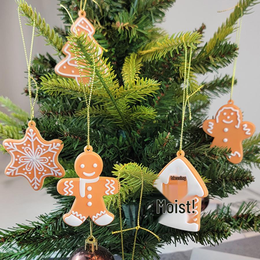 Gingerbread Man & Santa Claus Christmas Tree Ornaments Set - 12 Pieces, In Stock and Ready to Ship