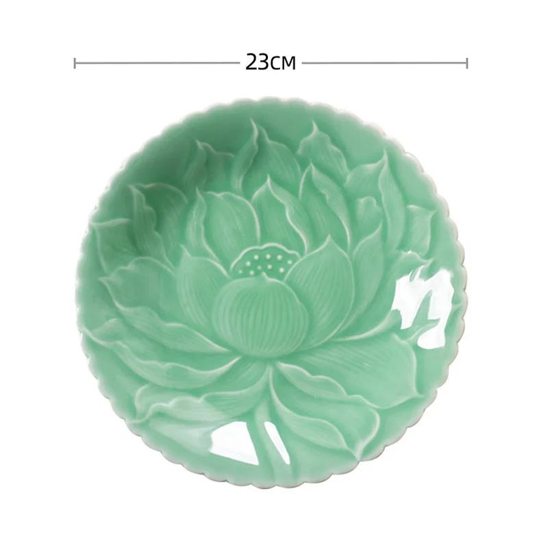 

Круглая керамическая тарелка в китайском стиле, высококачественные рельефные цветочные обеденные тарелки, изысканные блюда, салатная тарелка для фруктов, изысканная столовая посуда