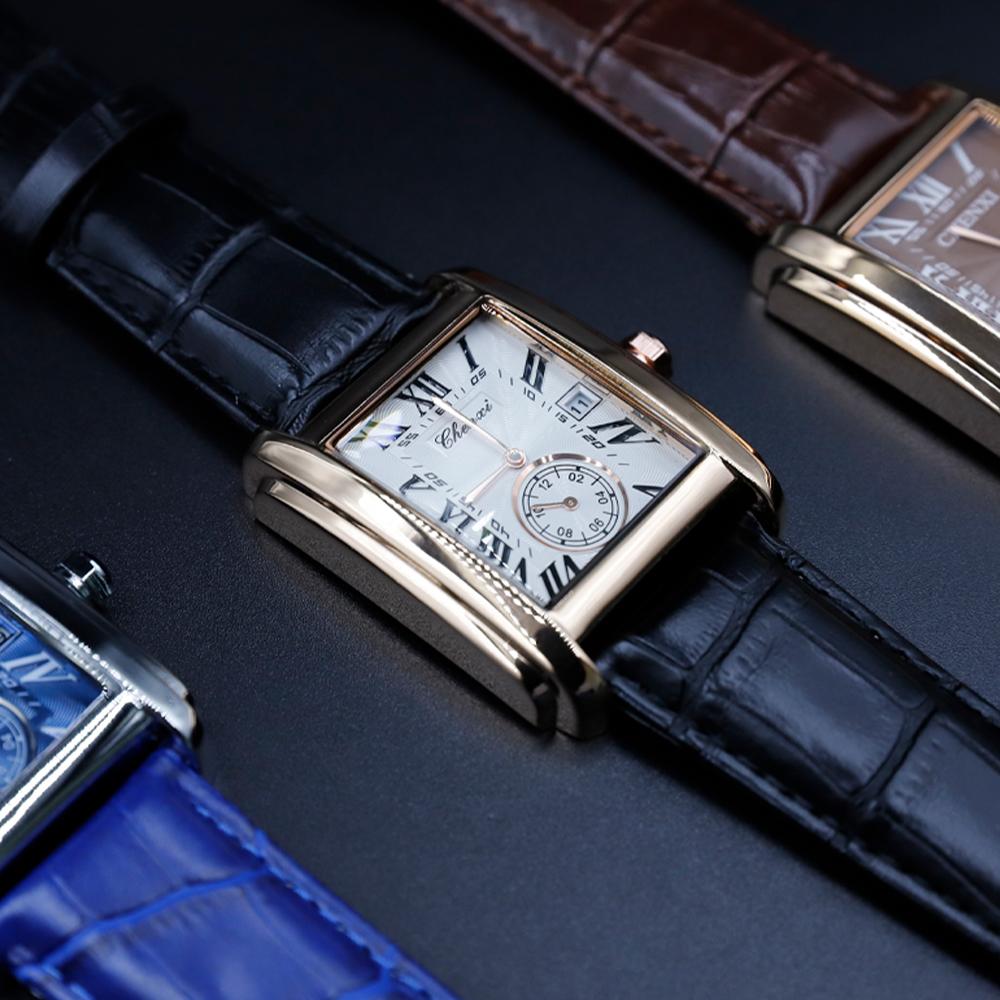 Fashion Business Watches For Men Calendar Display Quartz Watches Waterproof Leather Band Men's Wristwatch
