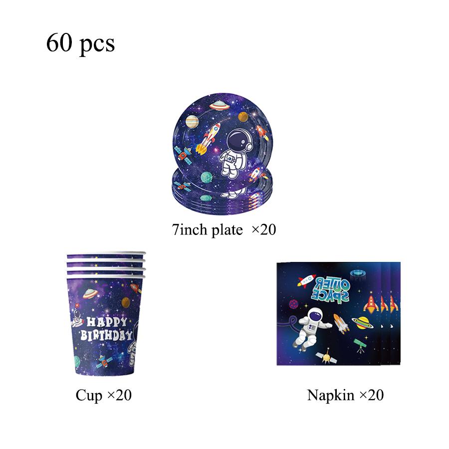 Space Astronaut Birthday Party Decoration Tableware Tablecloth Cup Plate Napkins Banner Backdrop Gift Bag Party Supplies Favors