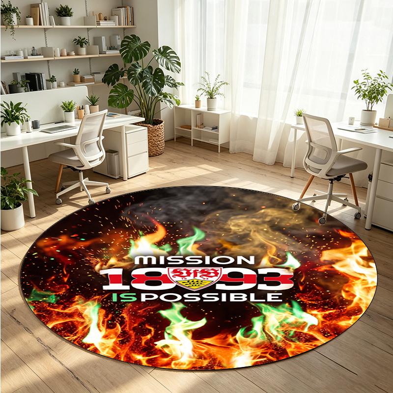 VfB Stuttgart Football Printed Round Crystal Velvet Rug Soft Non Slip Floor Carpet For Bedroom Holiday Gift