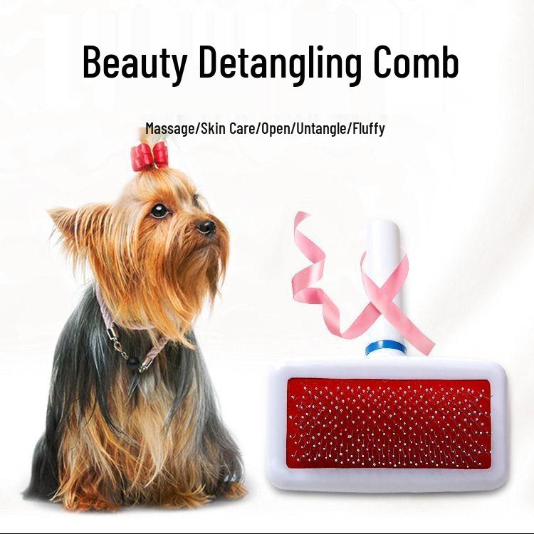 Pet De-Shedding Hair Brush: Cat & Dog Fur Remover Comb