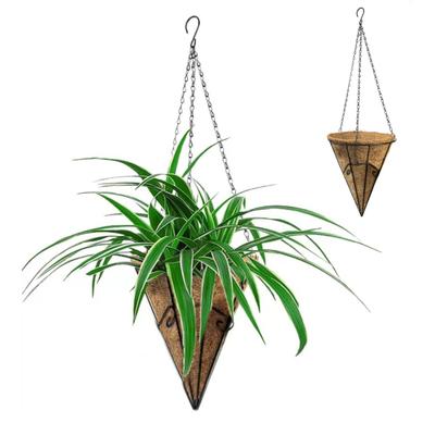 Metall Hängepflanzkorb mit Kokosfaser-Einsätzen Einfaches Bepflanzen Hängender Eisen-Blumentopf Veranda Balkon Gartendekor