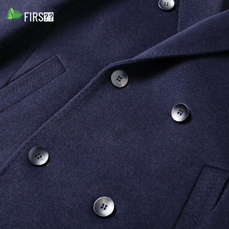 Shanshan Men's 100% Wool Double-Breasted Long Overcoat