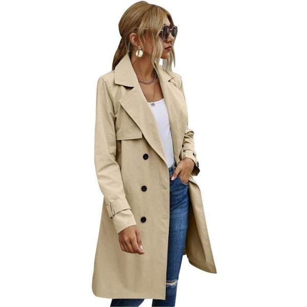 GMXIA Damen Vintage Casual Solid Color Print Frühling Herbst Langarm Polokragen Jacken & Mäntel