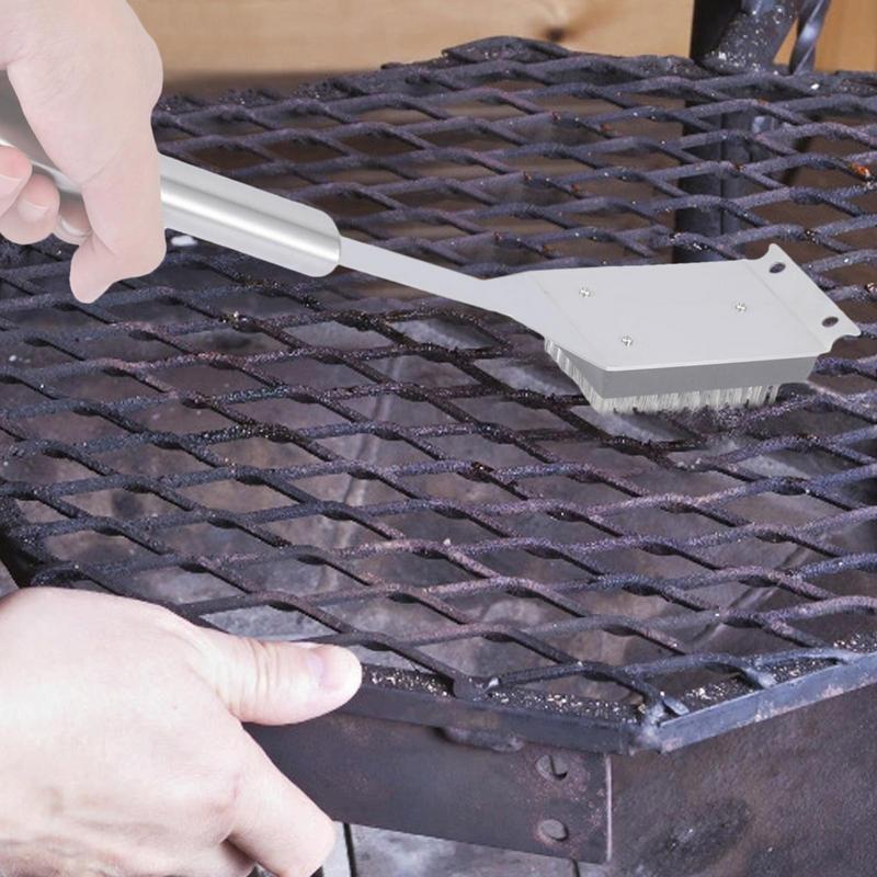 Grill Cleaner Brush And Scraper 2X Wire Brushes Cookout Tools Stainless Steel Scrubber And Scraper Garden Picnic BBQ Accessories