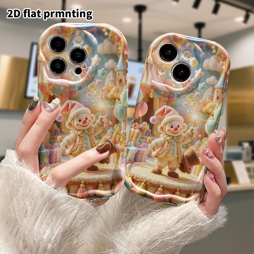 Phone Case: 2D flat design suitable for iPhone 18 17 16 15 14 13 Pro protective case, circus clown, perfect Christmas and Halloween holiday gift