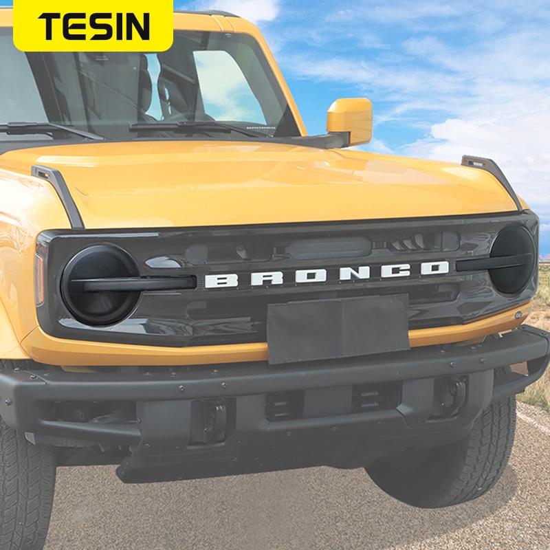 TESIN PVC Car Front Headlight Head Light Protective Film Decoration Stickers for Ford Bronco  2022 2023 Exterior