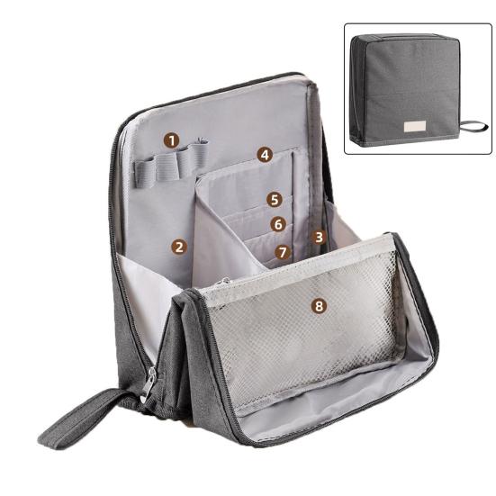 Oxford Cloth Standing Makeup Bag Multi-purpose Makeup Pouch with Compartments Waterproof Toiletry Bag Travel Cosmetic Organizer for Makeup Brushes