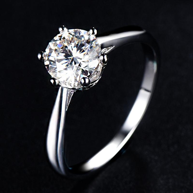 Echter 925 Sterling Silber D Farbe Moissanit Ring Brillantschliff Diamant Test bestanden Sechs Krallen Moissanit Ringe für Frauen Schmuck