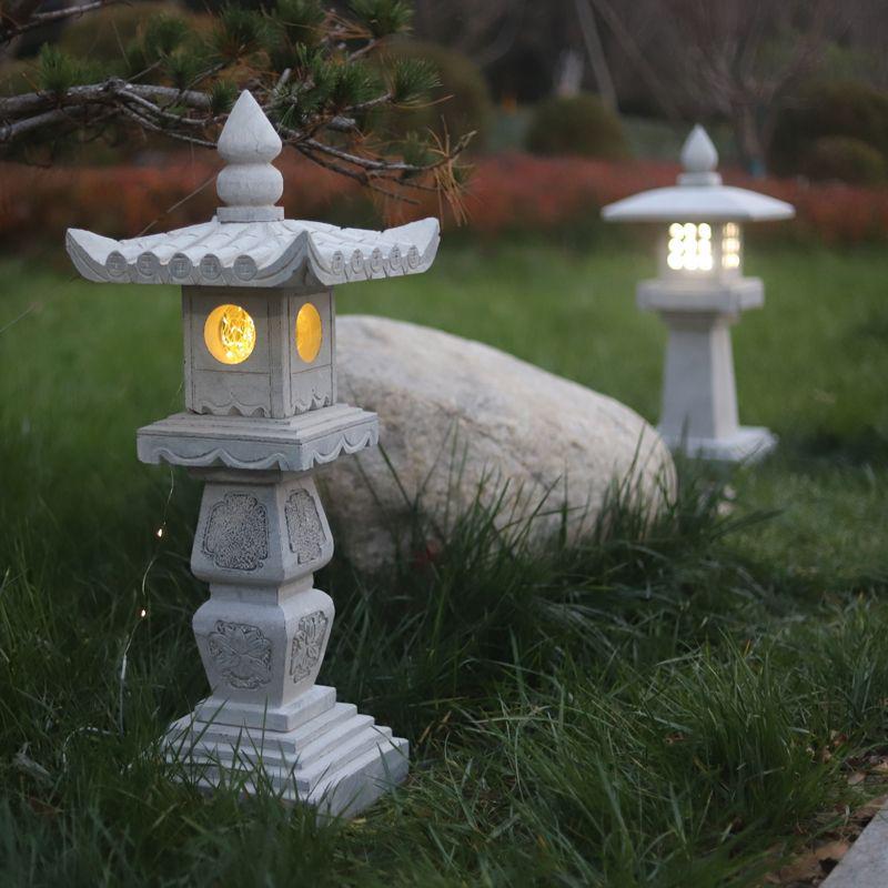Antique Bluestone Courtyard Lantern: Outdoor Landscape Stone Lamp in New Chinese Style