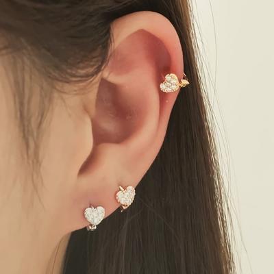 Women's One-Touch Big Heart Piercing Inner Conch Earrings