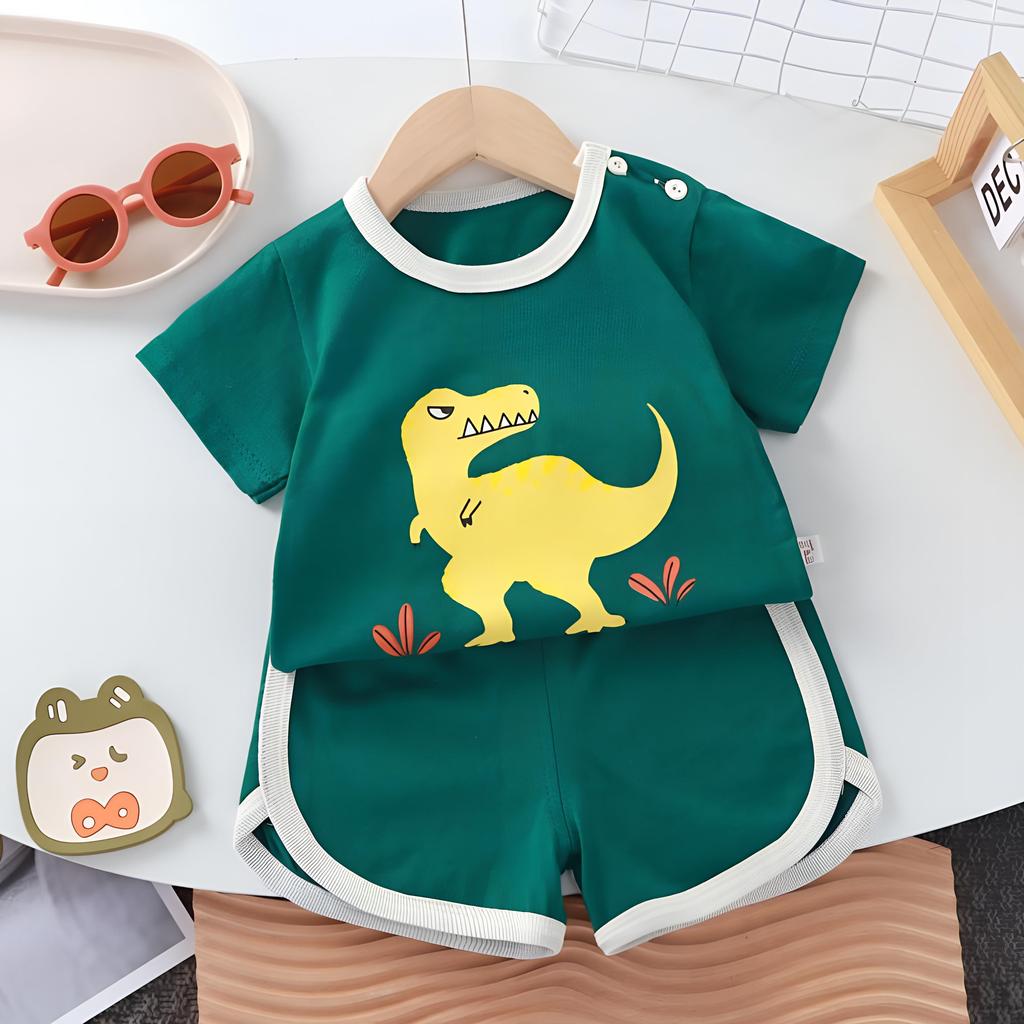 2Pcs/Set Summer Baby Set Cotton Cartoon Casual Childrens Suit Baby Clothes Girl Boy T-shirt+Shorts Childrens Clothing