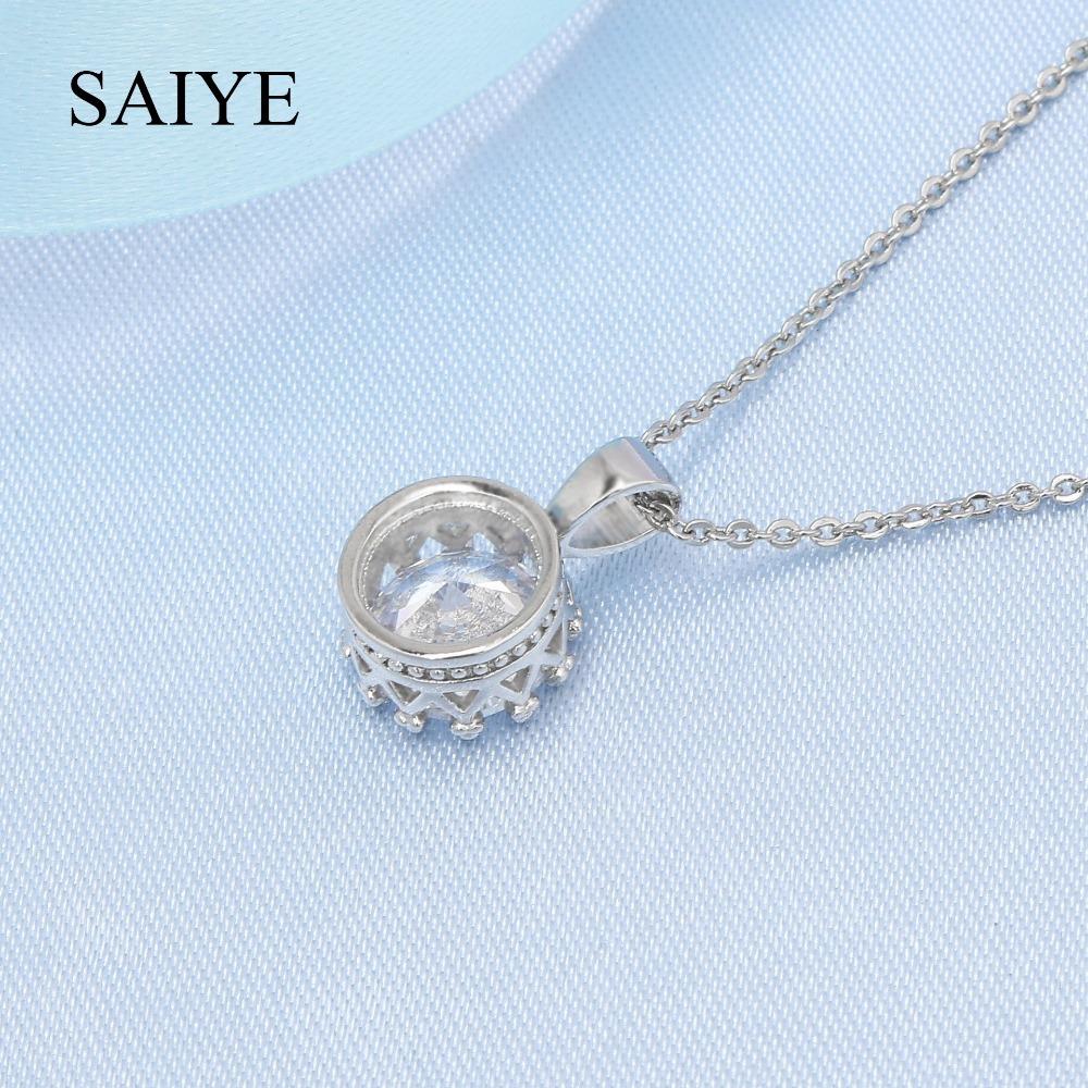 Sterling Silver Round Cut Halo Pendant Necklace, Sparkling Cubic Zirconia Solitaire Necklace for Women