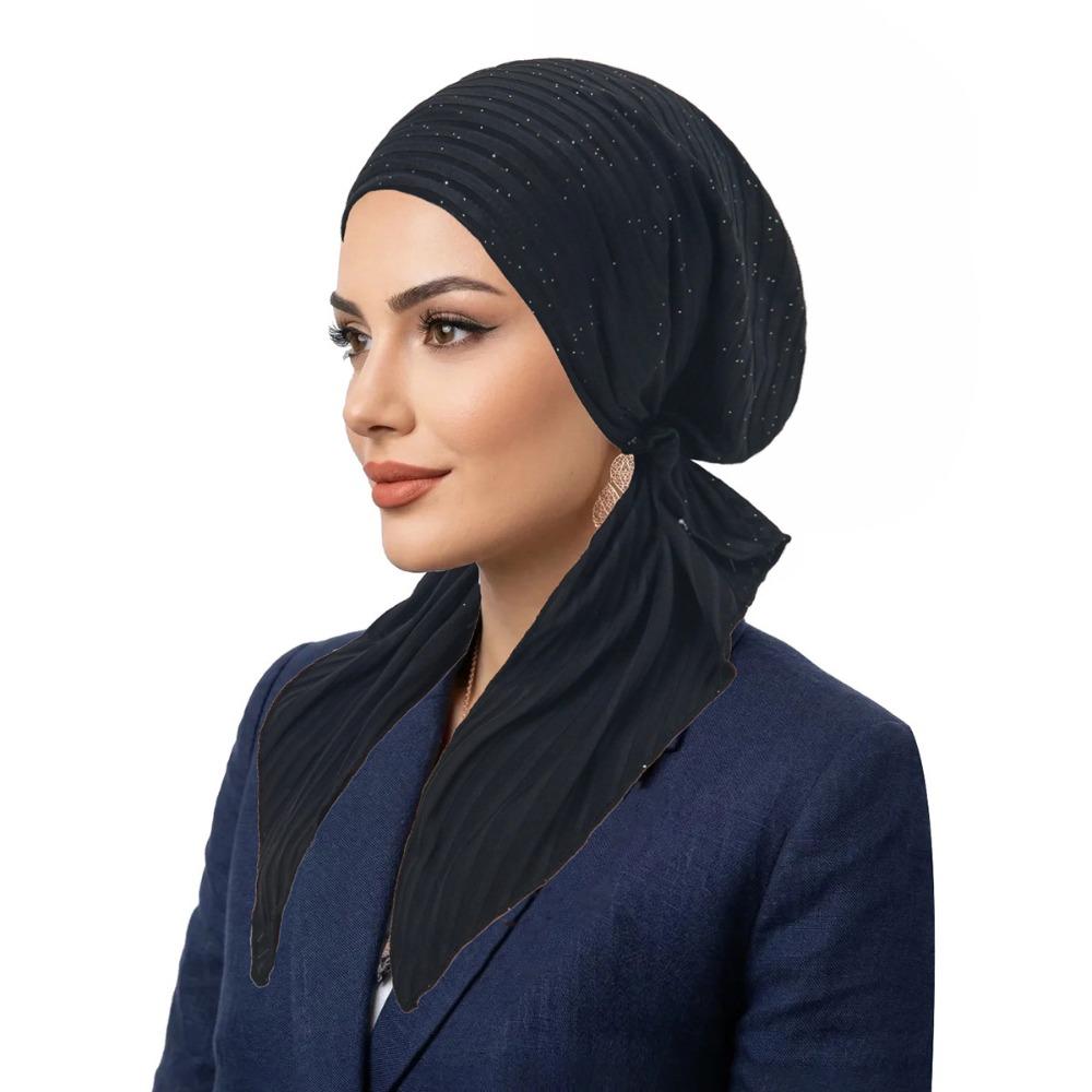 Breathable Pre-Tied Turban Stretch Fabric Bonnet Hat Trendy Head Wrap Women