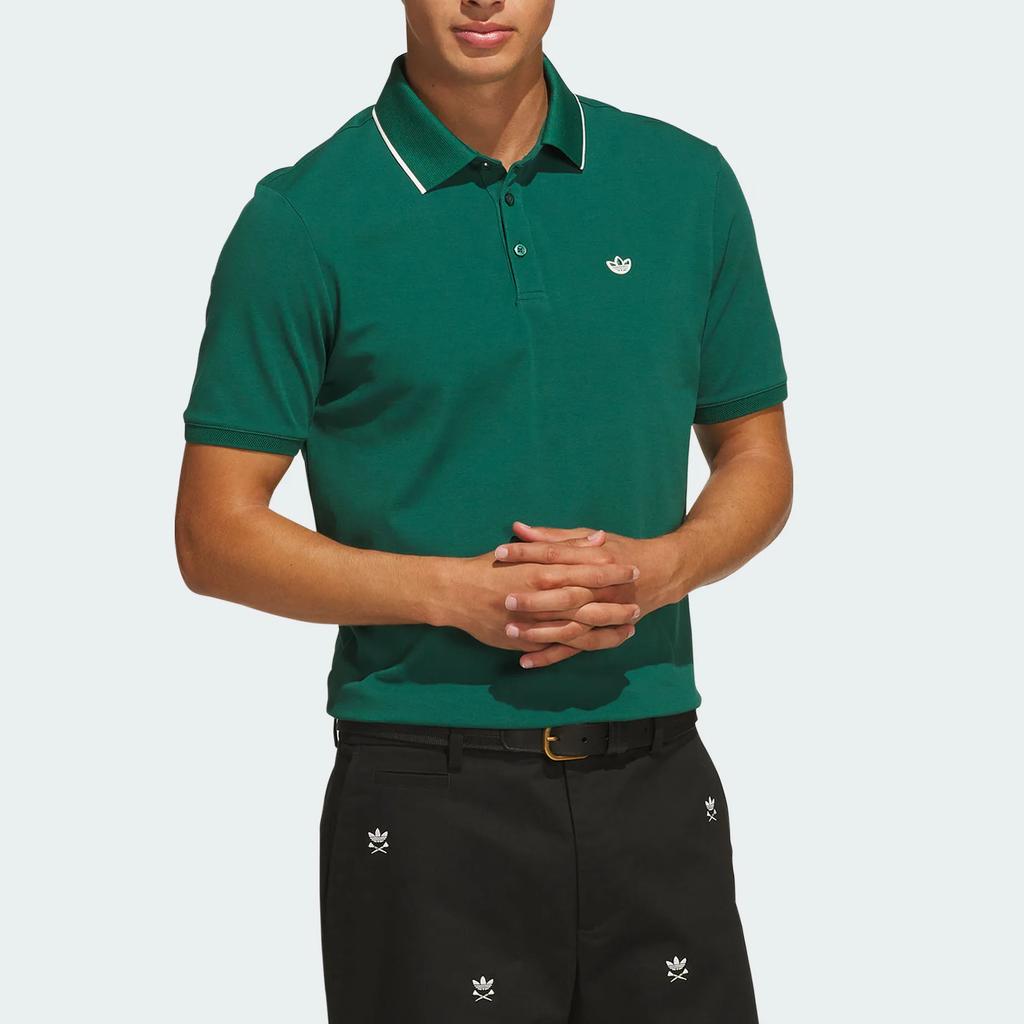Men's Adidas Originals Golf Clothing Men's Forest Green Polo Collar Moderate