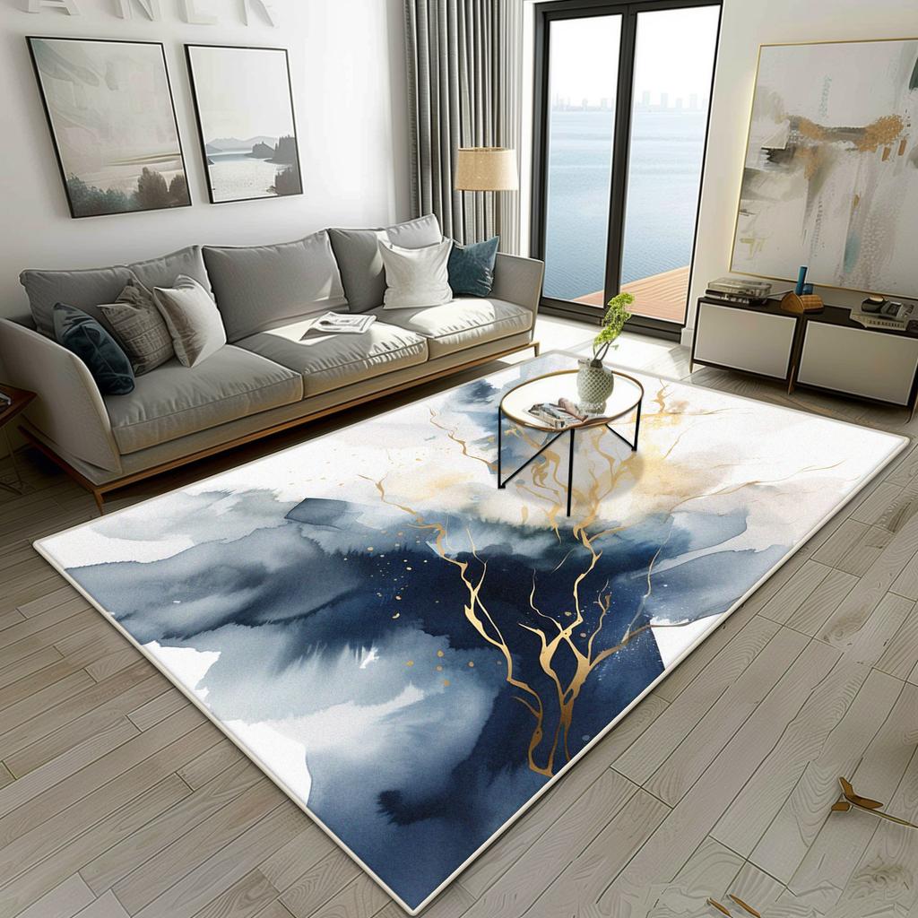 Modern Marble Style Living Room Carpet Luxury Decoration Bedroom Bedside Fluffy Soft Rug Easy Clean Sofa Tables Non-slip Mat