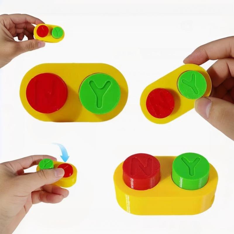 1 Pack 6.5Cm 3D Printed Eco-Friendly Pla,Yes No Button Fidget Toy, Novelty Desk Gadget
