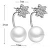Womens Korean Fashion Elegant 925 Silver Plated Anti-allergy Zircon Crystal Lucky Snowflake Pearl Stud Earrings Female Ear Jewelry Xmas Gift