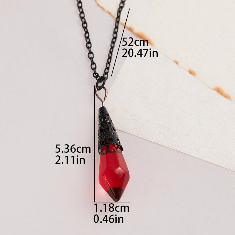 Xiaomi Gotik Vampir Kan Kırmızısı Kristal Kolye Kadın Erkek Pagan Cadı Takı Şeytan Vampir Siyah Zincir Sevgililer Kristal Kolye Uçlu Choker