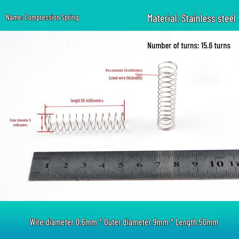 Y-förmige Edelstahl-Druckfeder, 0,6 mm Draht, 7-12 mm Außendurchmesser