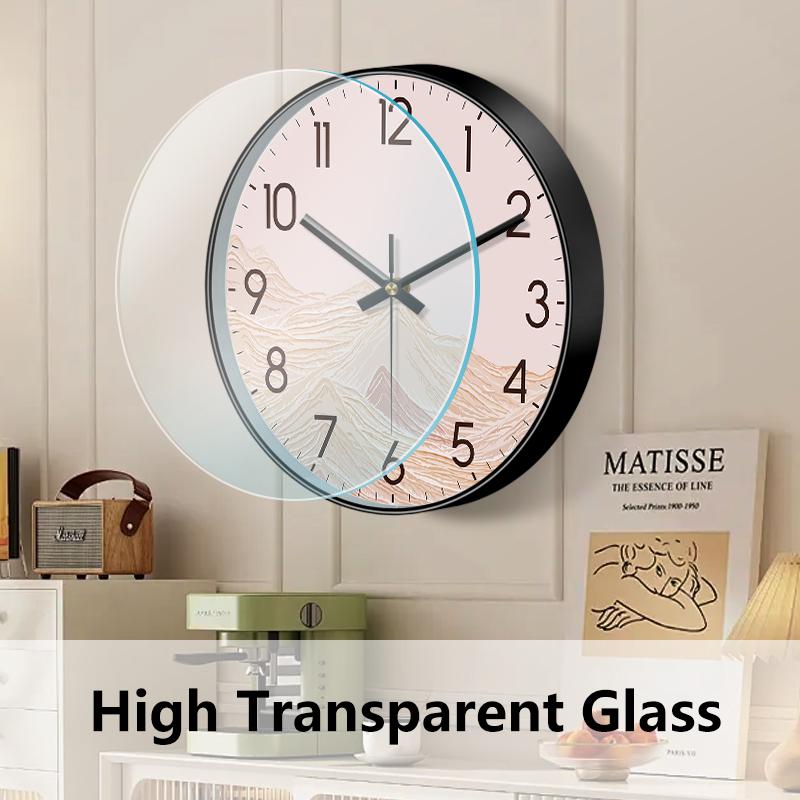 Boho Mountain Wall Clock ABS Frame Light Luxury Abstract Landscape Art Clock for Office Living Room Bedroom Kitchen Home Decor