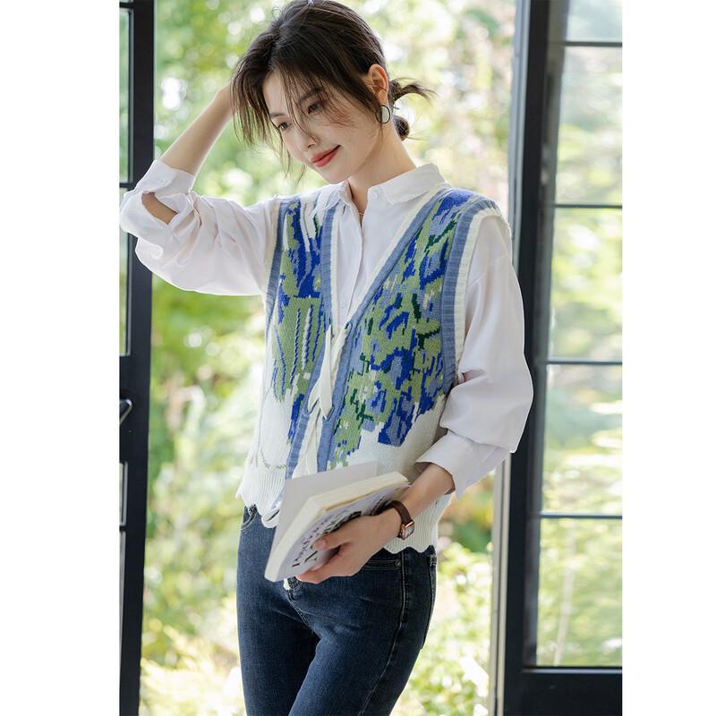 ITISF4 Oil Painting Jacquard Knit Vest