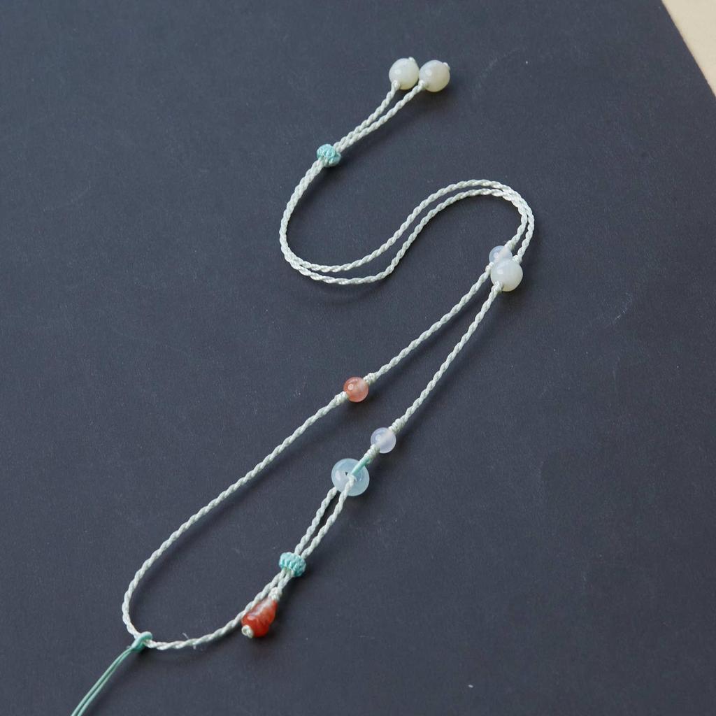 Premium Handmade Braided Necklace with Adjustable Hetian Jade Pendant
