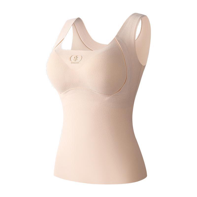 Bosein Women's Wool Seamless Antibacterial Thermal Vest with Chest Pad for Slimming and Warmth